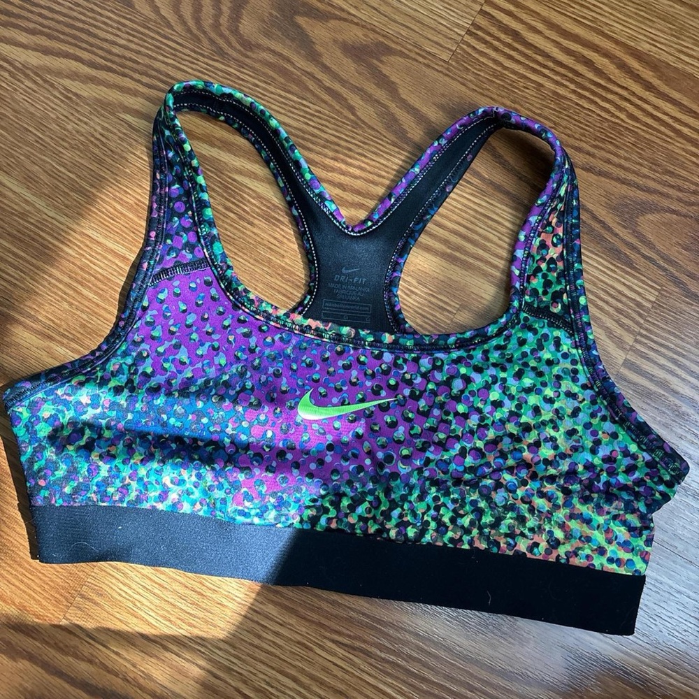 Nike large colorful dri-fit sports bra